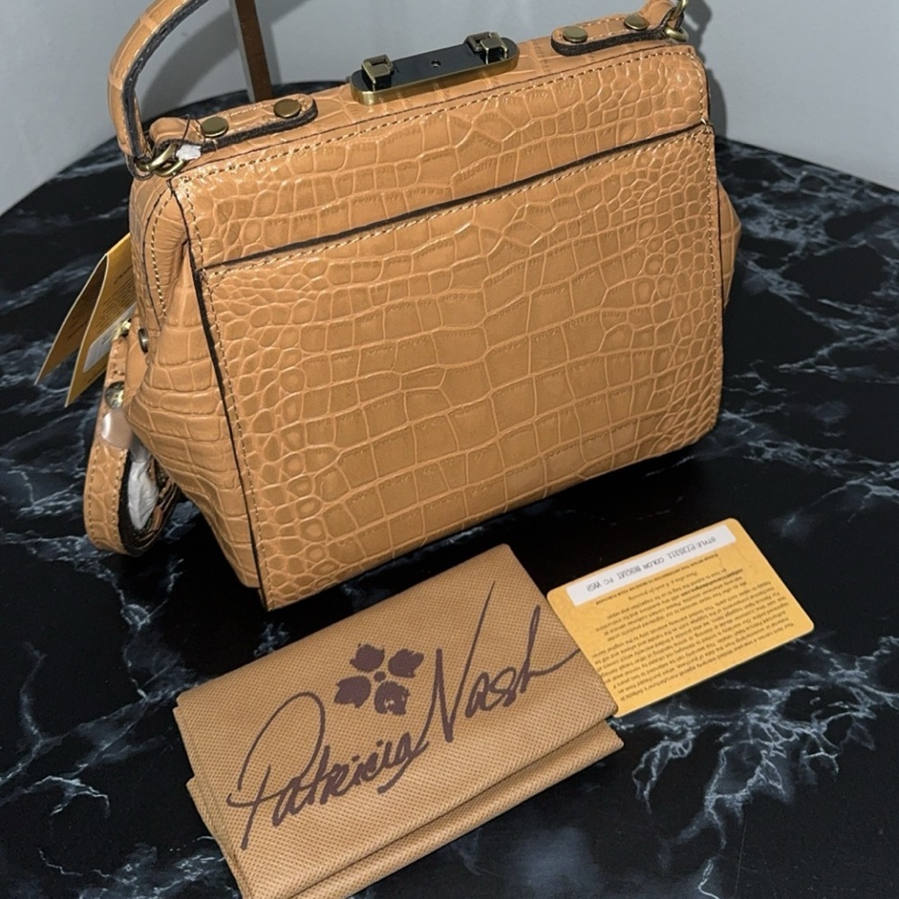 PATRICIA NASH Nela Satchel Tan Leather Crossbody Bag AUTHENTIC NWT -Broken Latch - Picture 4 of 7